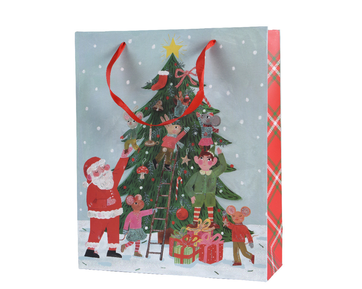 Rectangular Paper Gift Bag - Christmas Tree Design