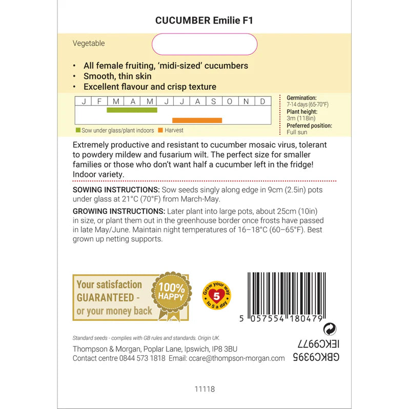 Cucumber Cucumis sativus Emilie F1