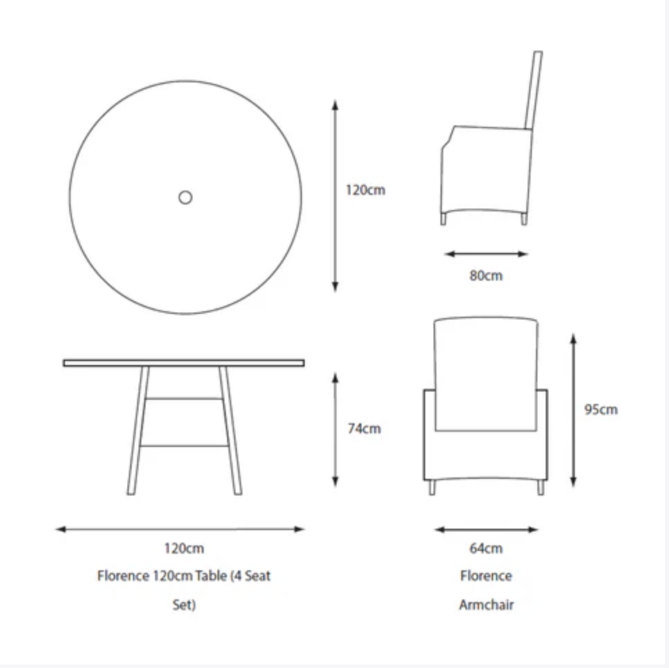 Florence 4 Seat Dining Set