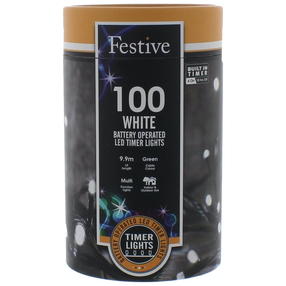 LED Battery Operated String Lights - Cool White 100 LEDs