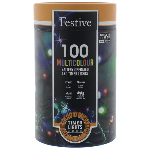 LED Battery Operated String Lights - Multi Colour 100 LEDs