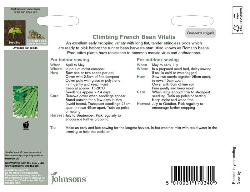 Climbing French Bean Vitalis Seeds