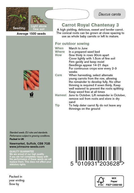 Carrot Royal Chantenay 3 Seeds