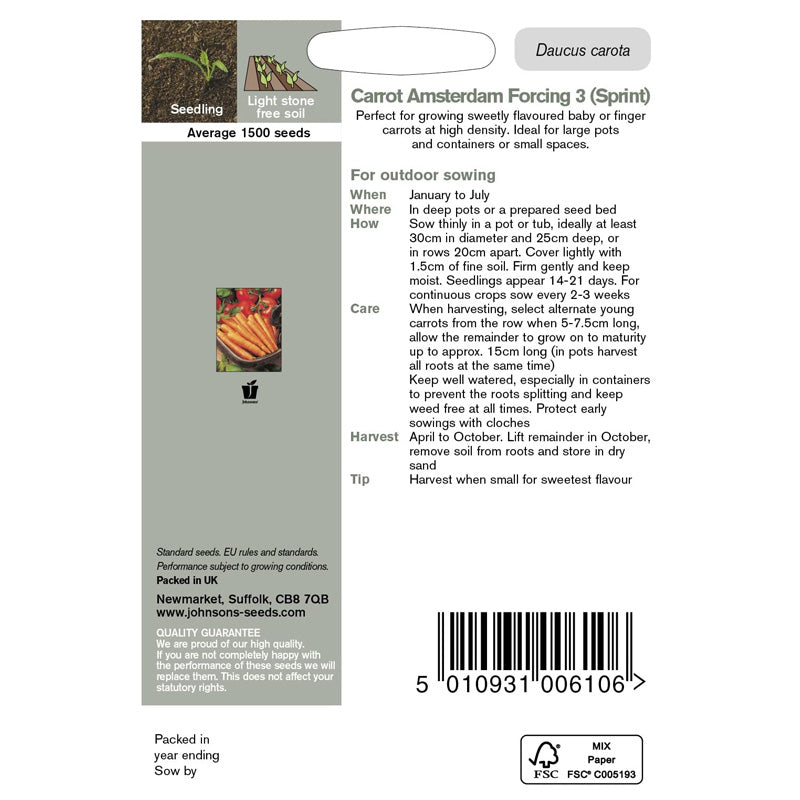Carrot Amsterdam Forcing 3 (Sprint) Seeds