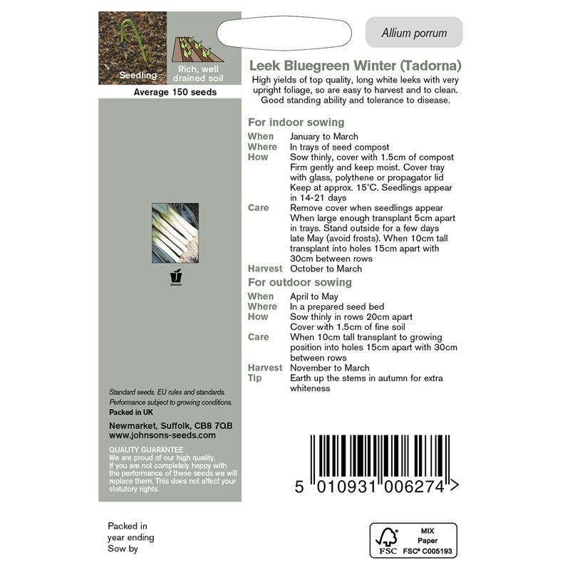 Leek Bluegreen Winter (Tadorna) Seeds