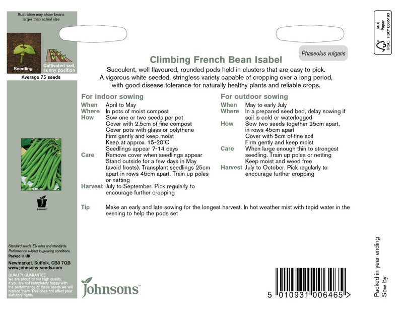 Climbing French Bean Isabel Seeds