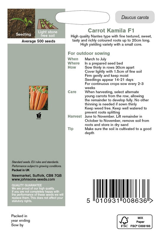 Carrot Kamila F1 Seeds