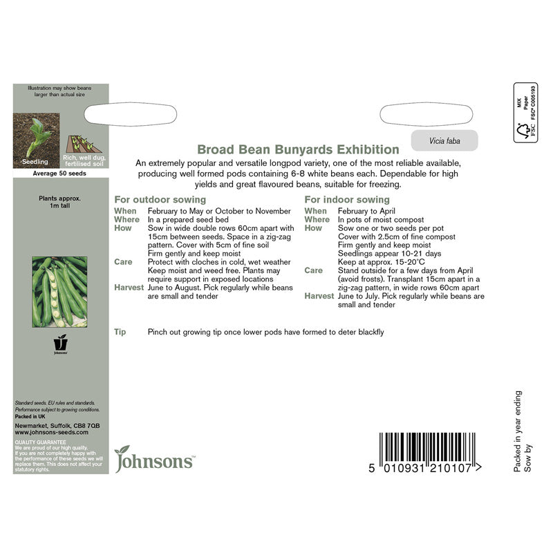 Broad Bean Bunyards Exhibition Seeds