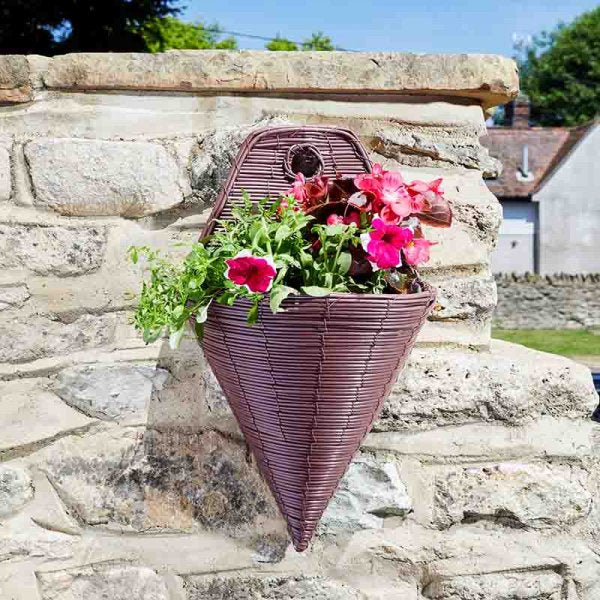 Hanging Basket Chestnut Rattan Wall Torch 14" (36cm)