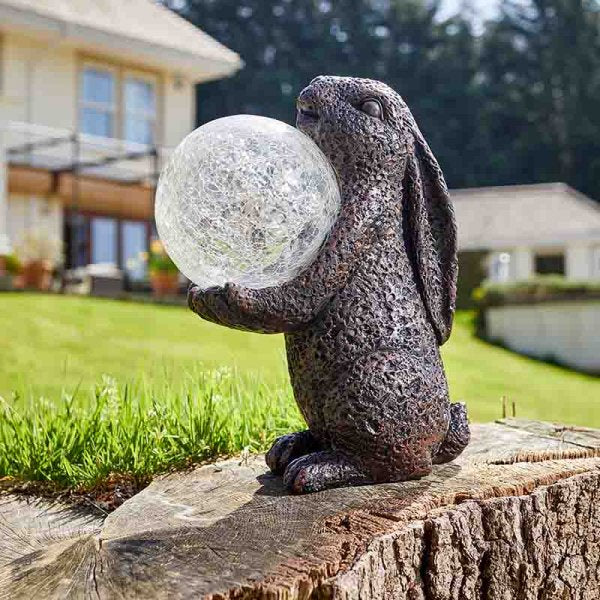 Solar Ornament Magic Hare with Colour Changing Crackle Ball