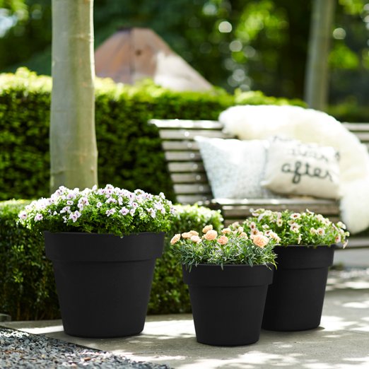 Green Basics Top Planter 47cm Living Black | Cornwall Garden Shop | UK