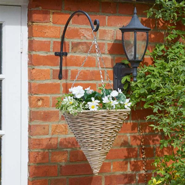 Hanging Basket Cone Faux Rattan Mocha 14" (36cm)