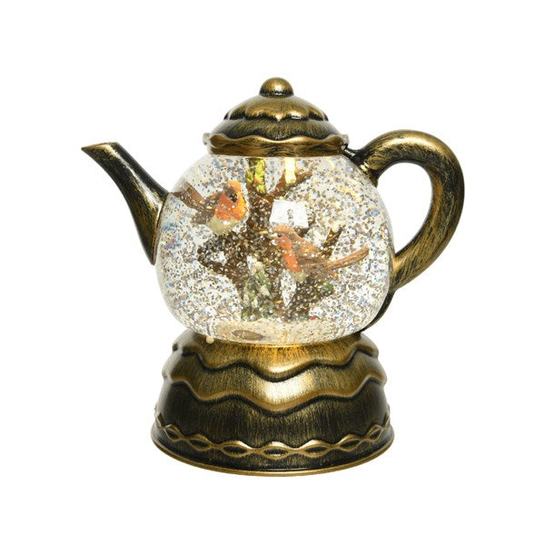 LED Battery Operated Water Spinner Plastic Teapot Warm White 18cm