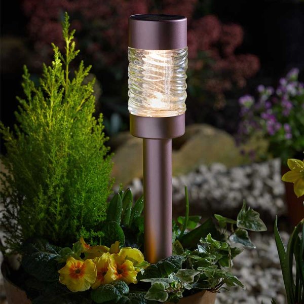 Solar Stake Light Martini Rose Gold Warm White 3 Lumens