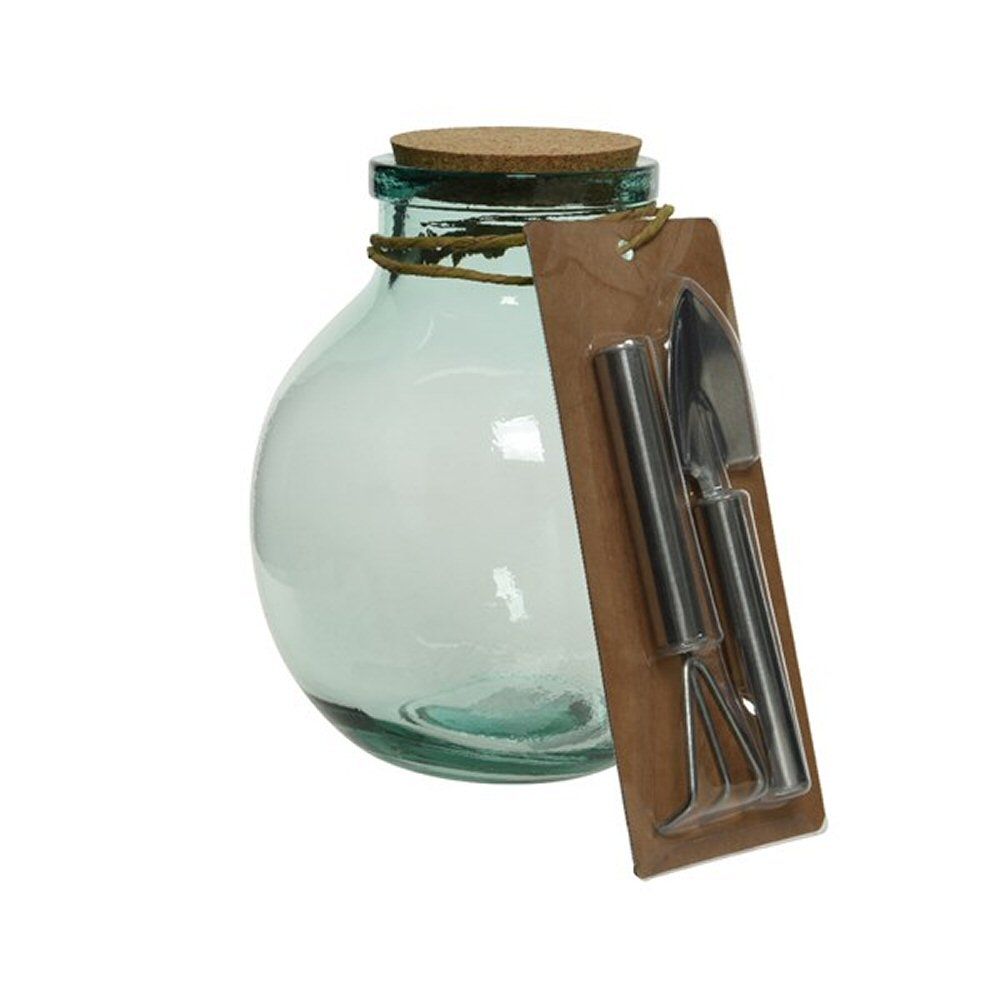 Terrarium Recycled Glass with Tools 24cm
