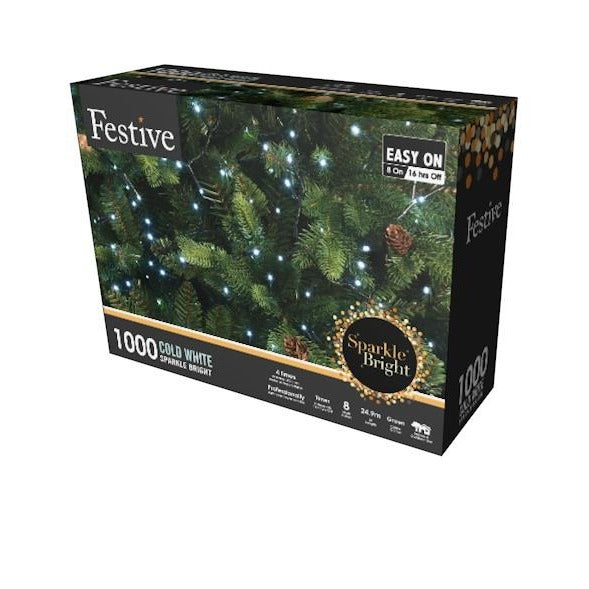 Festive Sparkle 1000 LED Lights - Cold White | Cornwall Garden Shop | UK