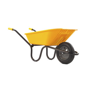 Wheelbarrow Yellow Polypro with Pneumatic Wheel 90L