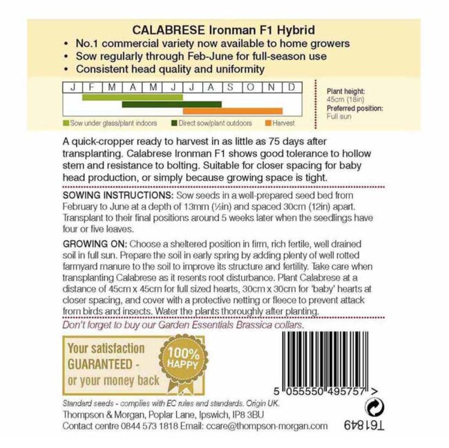 Calabrese Ironman F1 Hybrid Vegetable Seeds