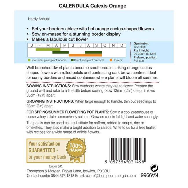 Calendula Calexis Orange Flower Seeds