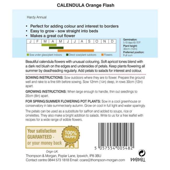 Calendula Orange Flash Flower Seeds