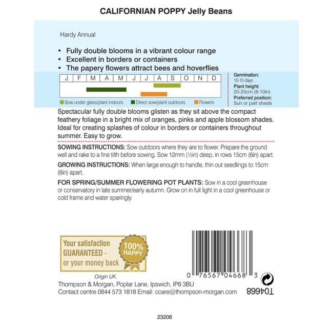 Californian Poppy Jelly Beans Flower Seeds