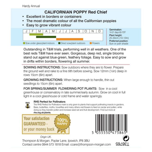 Californian Poppy Red Chief Flower Seeds