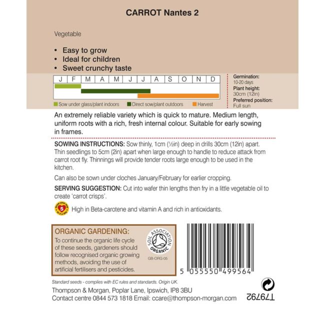 Carrot Nantes 2 (Organic) Seeds