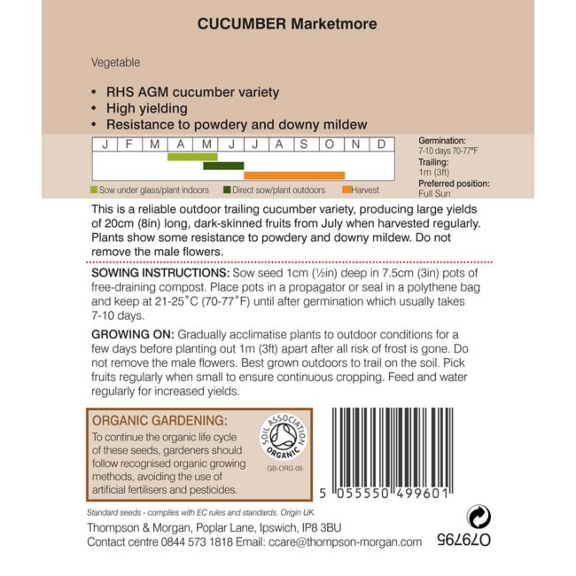 Cucumber Marketmore Organic Vegetable Seeds