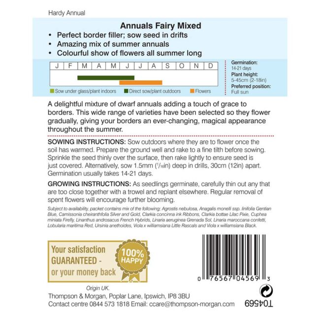 Easy Annuals Fairy Mixed Flower Seeds