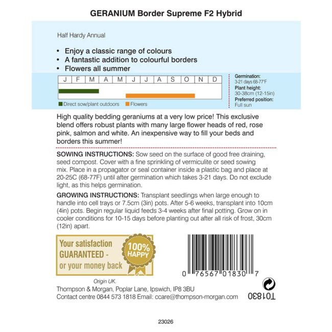 Geranium Border Supreme F2 Hybrid Flower Seeds