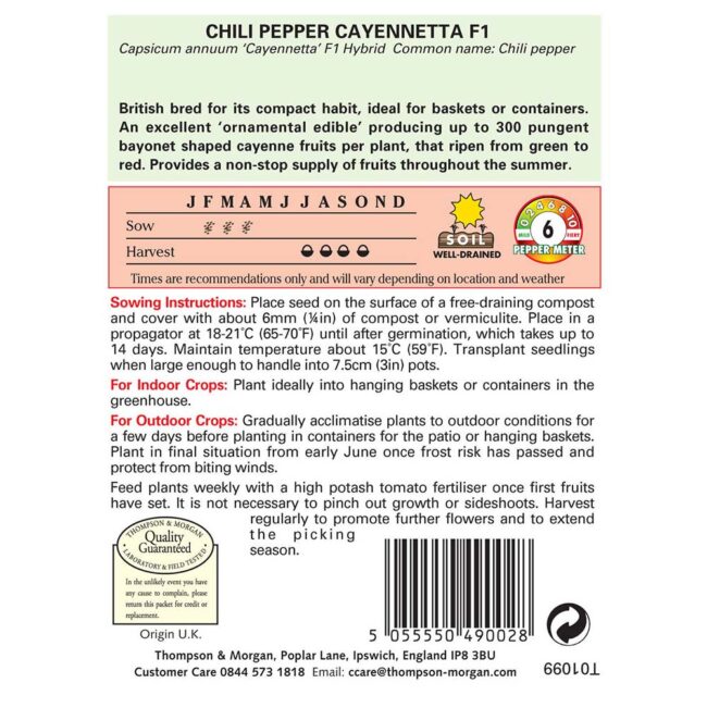 Pepper Chilli Cayennetta Vegetable Seeds