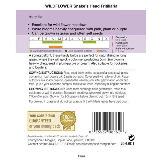 Wild Flower Snakes Head Fritillaria Flower Seeds