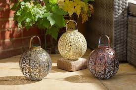 Solar Lantern Damasquette Bronze 18cm