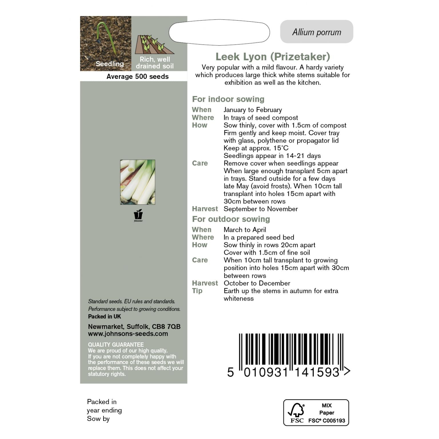 Leek Lyon (Prizetaker) Seeds