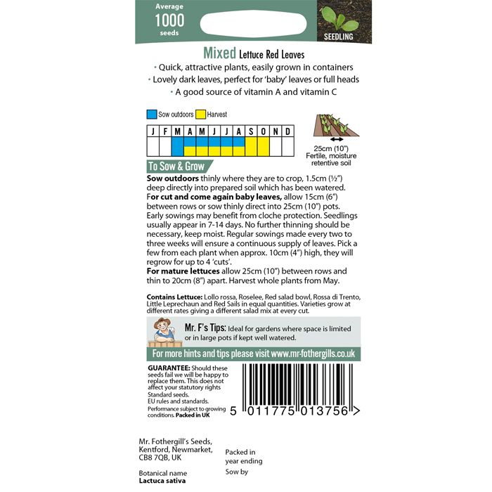 Lettuce Mixed Red Leaves Seeds