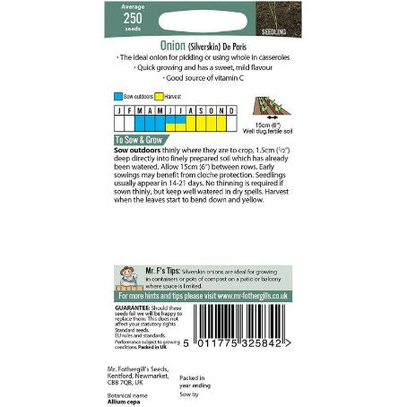 Onion De Paris Silverskin Seeds