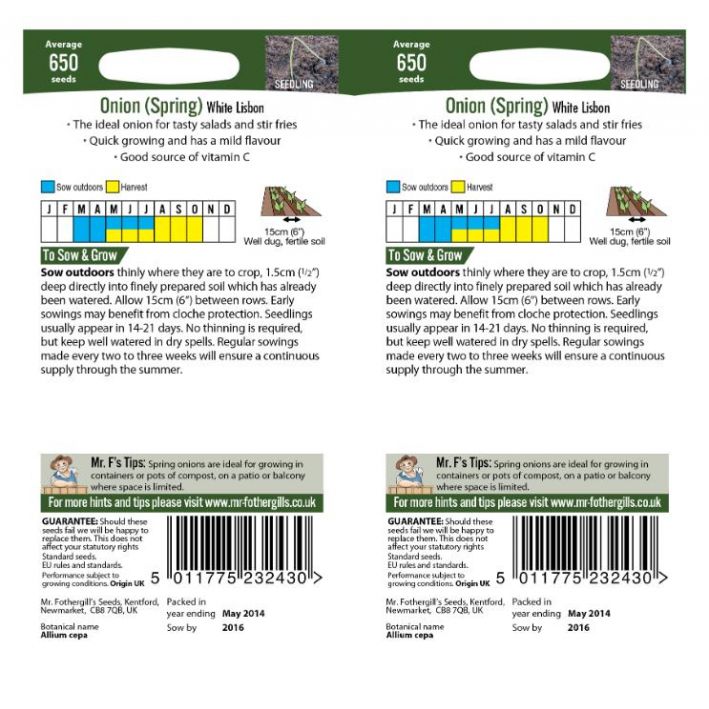 Onion (Spring) White Lisbon Bumper Pack Seeds