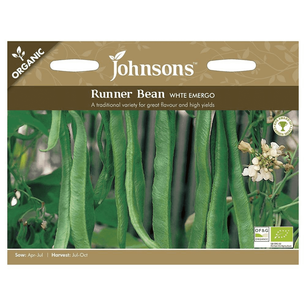 Runner Bean White Emergo Organic Seeds