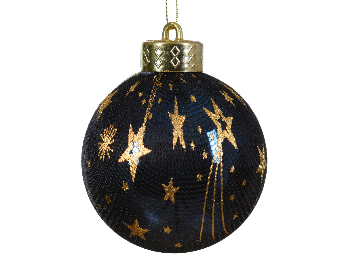 Night Blue Moon & Star Fabric Shatterproof Bauble