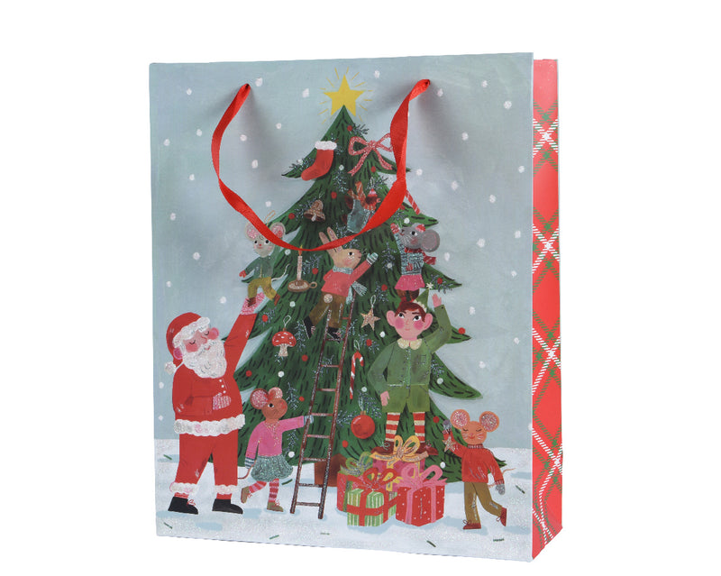 Rectangular Paper Gift Bag - Christmas Tree Design