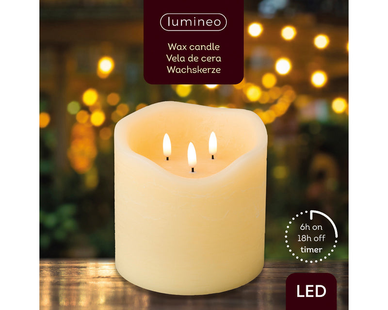 Cream LED Wick Candle with 3 Wicks (Indoor)