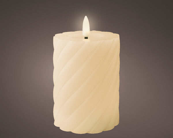 12cm Cream Twisted Wax LED Wick Candle (Indoor)