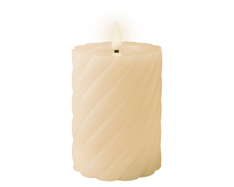 12cm Cream Twisted Wax LED Wick Candle (Indoor)