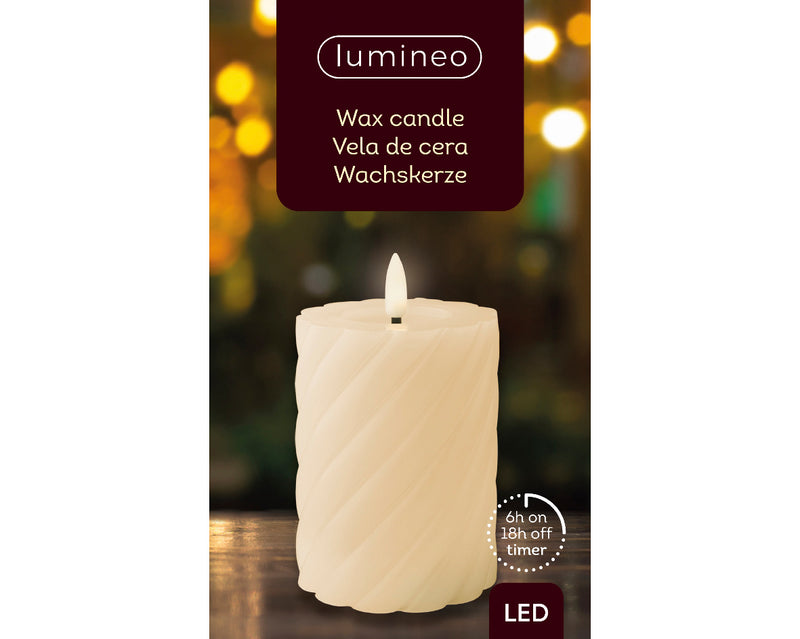 12cm Cream Twisted Wax LED Wick Candle (Indoor)