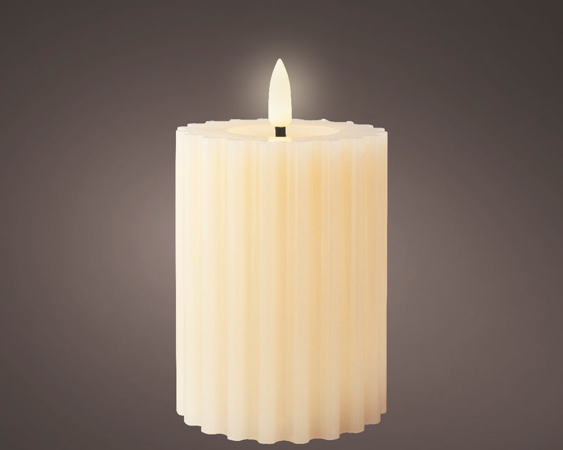 12cm Cream Striped Wax LED Wick Candle (Indoor)
