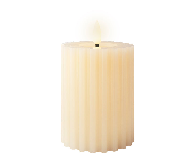 12cm Cream Striped Wax LED Wick Candle (Indoor)