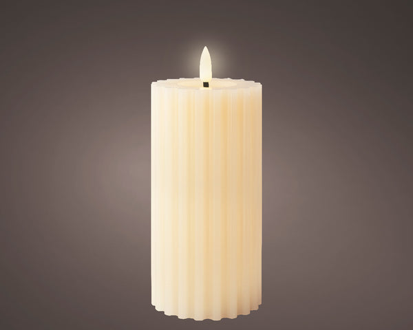 LED wick candle wax striped 17cm CREAM BO indoor