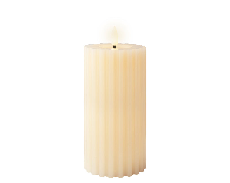 LED wick candle wax striped 17cm CREAM BO indoor