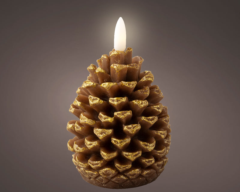 Pinecone Design Wax LED Wick Candle (Steady, Indoor)
