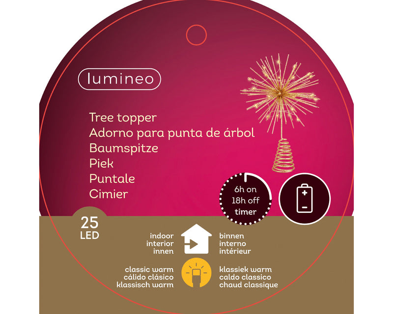 Gold Starburst Micro LED Tree Topper (Indoor)